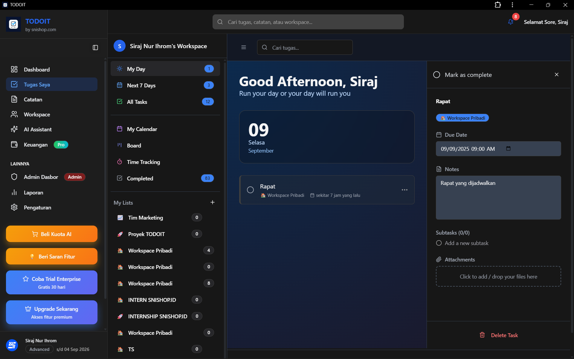 Fitur Manajemen Tugas Desktop